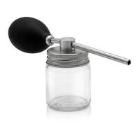 Bemonew Plumeau à Poudre, épandeur de Poudre et épandeur de Terre diatomées - Airbags en Silicone, Tige pulvérisation en métal, Bouteille en Verre Transparent, Argent