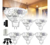Benaton 6 Pièces GU5.3 20W 12V, Ampoule halogène 12V MR16, Économie d'énergie Halogène GU5.3, Réflecteur Halogène 2700K Blanc Chaud, Ampoule Halogene 2 Broches Couvercle en Verre pour Plafonnier