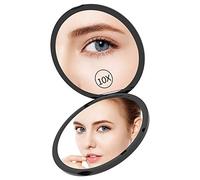 Benbilry Miroir de poche portable pliable rond compact avec grossissement 1x/10x Petit miroir cosmeier Miroir ultra fin Make Up Miroir de voyage