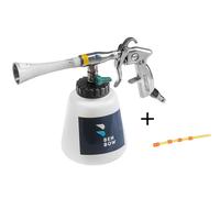 Benbow Pistolet de nettoyage à air comprimé Set 4-pièces nettoyage de voiture 004 + tuyau rouge, réservoir 1L, sécher et souffler, voitures, coussins