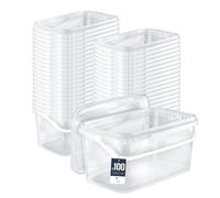 BenBow Rectangular Bucket with lid 1.1 Gal (100x 5L) Transparent - Food-Safe, Stackable Plastic Box with Handle - airtight, Leak-Proof, odourless, Ideal for Home and Commercial Use - Empty
