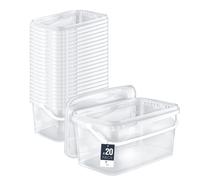 BenBow Rectangular Bucket with lid 1.1 Gal (20x 5L) Transparent - Food-Safe, Stackable Plastic Box with Handle - airtight, Leak-Proof, odourless, Ideal for Home and Commercial Use - Empty