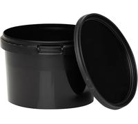 BenBow - Seau avec Couvercle 0,5 l - Noir - 5 x 0,5 l - Qualité Alimentaire, Stable, hermétique, Anti-Fuite, inodore - Récipient de Rangement en Plastique - Vide
