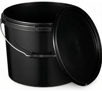 BenBow Seau avec Couvercle 10L Noir 10x 10 Litre - apte au Contact Alimentaire, Stable, hermétique, étanche, sans Odeur - récipient de Stockage en Plastique, avec poignée - Vide