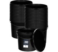 BenBow Seau avec couvercle 10L x100 noir - qualité alimentaire, stable, hermétique, anti-fuite, inodore - seau en plastique avec anse - vide