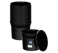 BenBow Seau avec couvercle 10L x20 noir - qualité alimentaire, stable, hermétique, anti-fuite, inodore - seau en plastique avec anse - vide