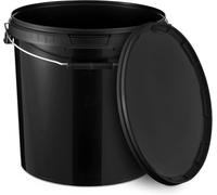 BenBow Seau avec Couvercle 20l Noir 3X 20 litres - Alimentaire, Stable, hermétique, étanche - récipient de Stockage en Plastique avec poignée en métal - Vide