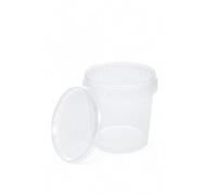 BenBow Seau avec couvercle transparent 100 x 1 l - Qualité alimentaire, stable, hermétique, anti-fuite, inodore - Récipient de rangement en plastique - Vide