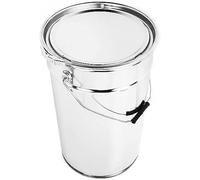 BenBow Seau en tôle Blanche de 4X 25 L avec Couvercle et Anneau de Serrage - hermétique, Opaque, Vide, Rond - conteneur de Stockage avec poignée en métal