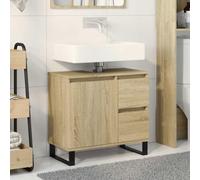 Bendmaxx Armoire de salle de bain en chêne Sonoma 65 x 33 x 60 cm avec pieds en fer 1 compartiment et 2 tiroirs pour l'ordre dans la salle de bain