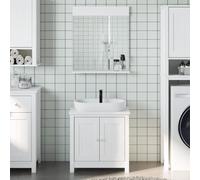 Bendmaxx Berg Ensemble de meubles de salle de bain 2 pièces, blanc, pin massif, meuble sous lavabo 60 x 34 x 59 cm, armoire miroir 60 x 12 x 70 cm, espace de rangement pour salle de bain