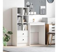 Bendmaxx Bureau avec 2 tiroirs et 6 étagères - Table de bureau en bois - Grand plateau de bureau - Organiseur pour ordinateur portable, écran, clavier, documents, bureau à domicile