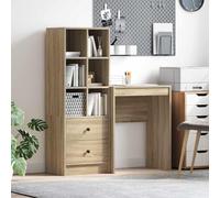Bendmaxx Bureau de bureau, table de travail, table d'ordinateur, secrétaire en chêne Sonoma avec tiroir, étagère, 2 pièces, 105,5 x 34 x 127 cm, pour bureau à domicile, bureau, ordre et espace de
