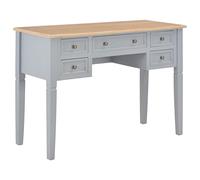 Bendmaxx Bureau gris 109,5 x 45 x 77,5 cm en MDF et pin avec 5 tiroirs, table de bureau pour bureau à domicile, espace d'étude, rangement ordonné pour documents