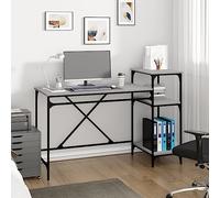 Bendmaxx Bureau industriel avec étagère gris Sonoma 135 x 50 x 90 cm, bois et fer, 3 étagères pour bureau à domicile, moniteur d'ordinateur portable, adaptateur de bureau et rangement