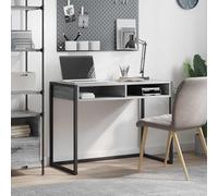 Bendmaxx Bureau industriel Sonoma gris - 100 x 50 x 75 cm - En bois - Pieds en acier - Autonome - Pour bureau à domicile - Avec surface d'écriture pour ordinateur portable, écran, clavier, document