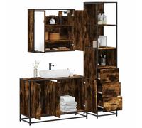Bendmaxx Ensemble de meubles de salle de bain 3 pièces en chêne fumé avec structure en métal, armoire à miroir, meuble sous lavabo, armoire haute pour salle de bain, espace de rangement pour l'ordre
