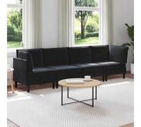 Bendmaxx Ensemble de salon 4 pièces avec espace de rangement, en velours, noir, ergonomique, rembourré, avec coussins amovibles, pour chambre familiale et chambre d'amis, canapé d'angle moderne