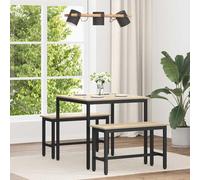 Bendmaxx Table à manger 80 x 80 x 75 cm en métal, plateau rectangulaire en bois, cadre noir et pieds en métal pour cuisine, salle à manger, repas et invités