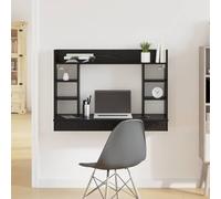 Bendmaxx Table murale noire aspect chêne - 105 x 48 x 75 cm - Bureau de bureau pour bureau à domicile - Montage mural peu encombrant avec étagère de rangement