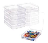 BENECREAT 10 Pack 12x9.3x2.8cm Boîte de rangement en plastique rectangulaire rectangulaire Conteneurs de stockage de perles avec couvercles pour cartes, clips et autres accessoires d'artisanat