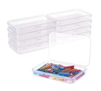 BENECREAT 10 Pack 13.1x7.8x2.05cm Boîte de rangement en plastique rectangulaire rectangulaire Conteneurs de stockage de perles avec couvercles pour cartes, clips et autres accessoires d'artisanat