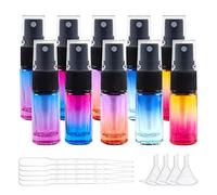 BENECREAT 10 Pack 5ml Flacon pulvérisateur en verre de couleur dégradé avec bouchon anti poussière Mini atomiseurs à brume fine avec compte gouttes 10PCS et trémies 4PCS pour distributeur de parfum