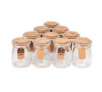 BENECREAT 10 Pack de bocaux en Verre avec couvercles en Liege, etiquettes pour etiquettes de Mariage et Ficelle pour Bonbons, epices, Collection de Coquillage