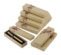 BENECREAT 14 Packs Boîte à Stylo Vide de Présentation en Gros 16.3x4.8x3.3cm Coffret Carton Stylo avec Noeud Papillon pour Fournitures Mariage Anniversaire Bureau Rentrée Scolaire (Brun Sable)