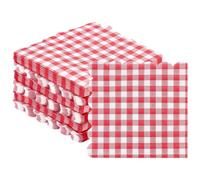 BENECREAT 150pcs Serviettes en Papier à Carreaux Rouge, 330x323mm Serviettes en Papier Rayées Rouge et Blanc, Serviette en Papier à Carreaux à Bord Dentelé pour Mariage Anniversaire Fêtes