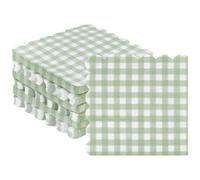BENECREAT 150pcs Serviettes en Papier à Carreaux Verts, 330x323mm Serviettes en Papier Rayées et Blanches, Serviette en Papier à Carreaux Festonnée pour Mariage Anniversaire Fêtes Célébrations