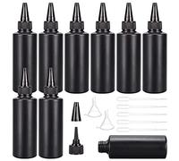 BENECREAT 16pcs 150 ML/5.07oz Noir Bouteilles Compressibles en Plastique avec Entonnoirs 2 pièces et Pipettes de Transfert 10 pièces pour Colle de Peinture
