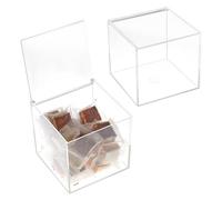 BENECREAT 2 boîte en Acrylique Transparent avec Couvercle 12cm | Acrylic, Vitrine de Cube Carré, Organisateurs Anti-Poussière avec Couvercle à Charnière pour Emballage de Cadeaux