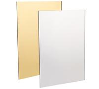 BENECREAT 2 paquet de Feuille de Miroir Acrylique de 3 mm D'Épaisseur avec Stratification, Panneaux de Feuilles Acryliques Or et Argent pour Projets de Bricolage, Panneaux, 20x30 cm