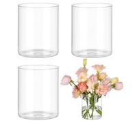 BENECREAT 4 Pcs Vases Cylindriques en Verre, 10 cm de diamètre Vase à Fleurs Clair pour Centres de Table, Récipients en Verre pour Bougies Piliers Flottantes, Restaurants Hôtels Décoration d'Intérieur