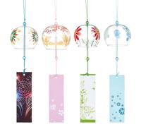 BENECREAT 4 Styles de Carillons Éoliens Japonais Cerise Orchidée Feu d'artifice Clochettes à Vent Morning Glory Pendentifs en Verre pour Cadeau de Mariage Ou de Festival Fenêtre de Jardin Décoration