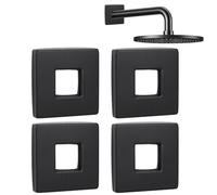 BENECREAT 4pcs Plaque de Flanche de Bras de Douche, 6.6x6.6x0.9cm Carré Plaque de Flanche en Acier Inoxydable pour Bras de Douche, Cache de Raccordement de Tube, Noir