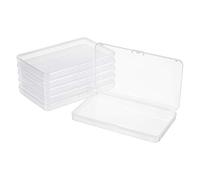 BENECREAT 6 Pack 18.9x11x1.7cm Grande Boîte de Rangement Rectangle en Plastique Boîtier Transparent avec Boucle pour Masque Jetable, Cartes, Stylos, Perles et Bijoux
