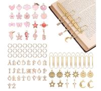 BENECREAT 68pcs Porte Stylo Pince à Papier avec Charme Journal Planner et 70pcs Anneaux Ouverts, Kit de Décoration Multicolore pour Carnets, Livres et Organisation de Bureau