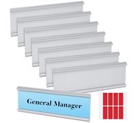 BENECREAT 8 jeu de Porte Plaques Nominatives en Aluminium de 18x6.2cm Support Mural pour Plaque Signalétique Porte Affiches de Porte de Bureau pour la Portes de Salles de Réunion Argenterie