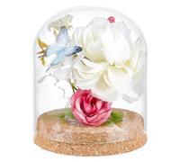 BENECREAT Cloche à Dôme en Verre de 125x100 mm avec Base en Liège, Pots Décoratifs en Verre, Bocaux en Verre Cloche pour Décoration de Fleurs pour la Saint-Valentin, Diamètre Intérieur: 96 mm