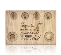 BENECREAT Plateau de Service pour Verres à Shot Cactus Tequila, Plateau de Vol en Bois, Support en Verre avec Bord, Planche à Verres à Shot pour Bar, Restaurant, Fête, Réunion de Famille, 20x30 cm