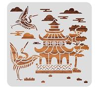 BENECREAT Pochoirs de peinture en plastique sur le thème oriental de 30,5 x 30,5 cm, pochoirs de dessin pour scrapbooking, décoration, loisirs créatifs