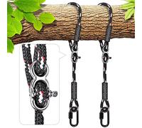 BeneLabel 2pcs Sangles de Suspension, 1.5M Corde de Balançoire Hamac Réglable Extensible en Polyester pour Arbres Chaises Jeux Accessoires, Jusqu'à 1000lbs, 10mm de Diamètre, Noir