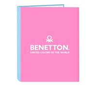 Benetton Spring Classeur avec feuilles 4 anneaux, idéal pour enfants de différents âges, confortable et polyvalent, qualité et résistance, 26,5 x 33 cm, couleur bleu ciel, bleu ciel, Estándar,