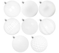 Benjia Boules de Noel de Différentes Formes Grosses Exterieur, Boule Géante Résistants Groose XXL Boules Plastique Suspendre (15cm/8pcs, Blanc)