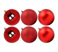 Benjia Boules de Noel Grosses Exterieur, Boule Géante Résistants Groose XXL Boules Plastique Suspendre (10cm/6pcs, Rouge)
