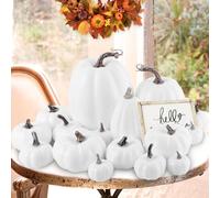 Benjia Citrouille Décoration d'automne Halloween 16 pièces blanc-a