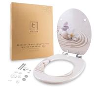 Benkstein® Abattant de WC avec système d'abaissement automatique Beige Bliss - Abattant de WC antibactérien - Quick Release pour un nettoyage facile - Montage facile - Duroplast - Amovible - Charge