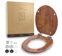 Benkstein® Abattant de WC avec système d'abaissement automatique en bois flotté foncé - Abattant de WC antibactérien - Quick Release pour un nettoyage facile - Montage facile - Duroplast - Amovible -
